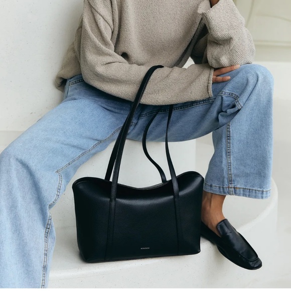 Monorow Sara Black Leather East West Shoulder Bag - Picture 12 of 14